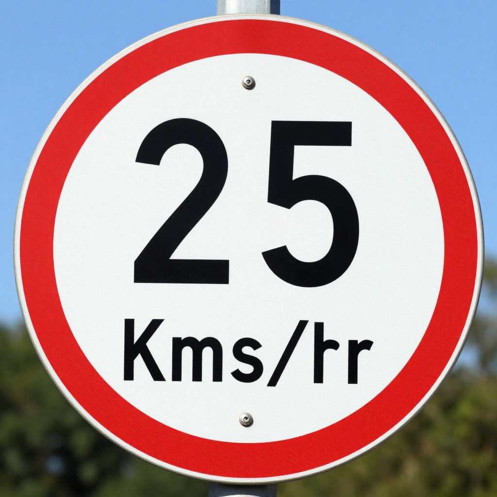 Señal de límite de velocidad de 25 kilómetros por hora, norma de tránsito establecida en la Ley 2486 de 2025