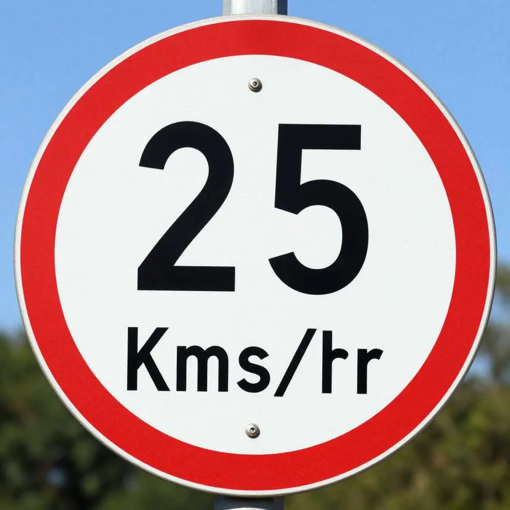 Señal de límite de velocidad de 25 kilómetros por hora, norma de tránsito establecida en la Ley 2486 de 2025