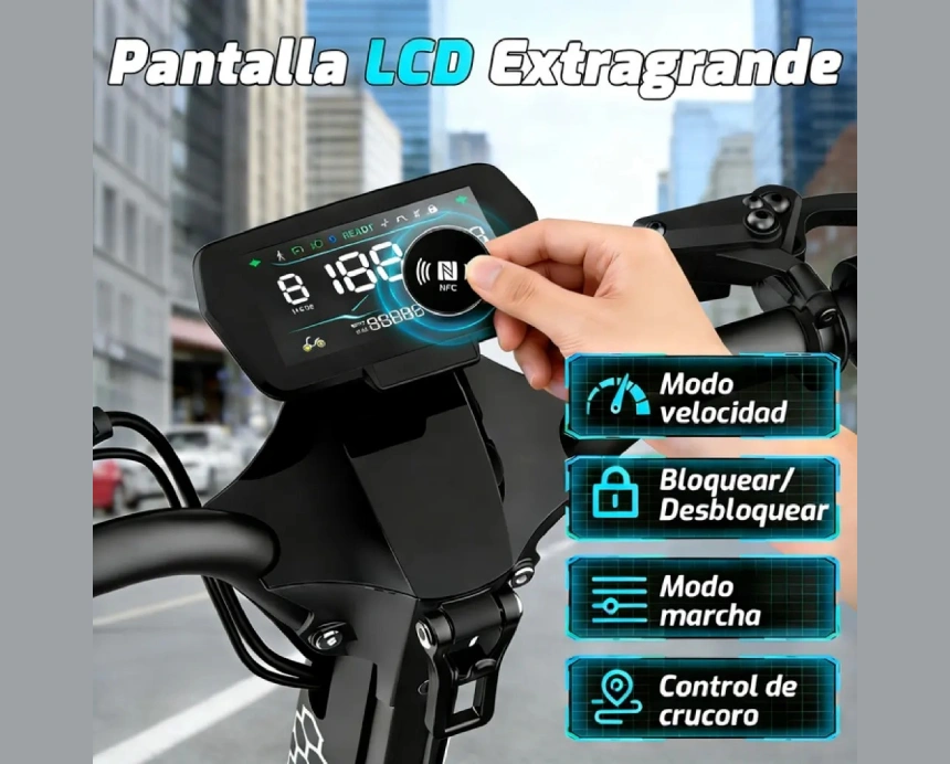 Honey Whale GT1 Mini con pantalla LCD extragrande, control NFC, modos de velocidad, bloqueo y desbloqueo, control de crucero y configuración de marcha.